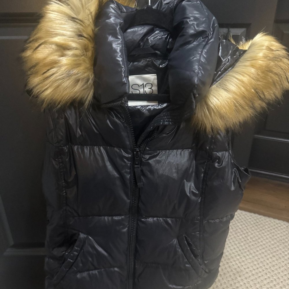 Faux Fur-Trim Down Vest